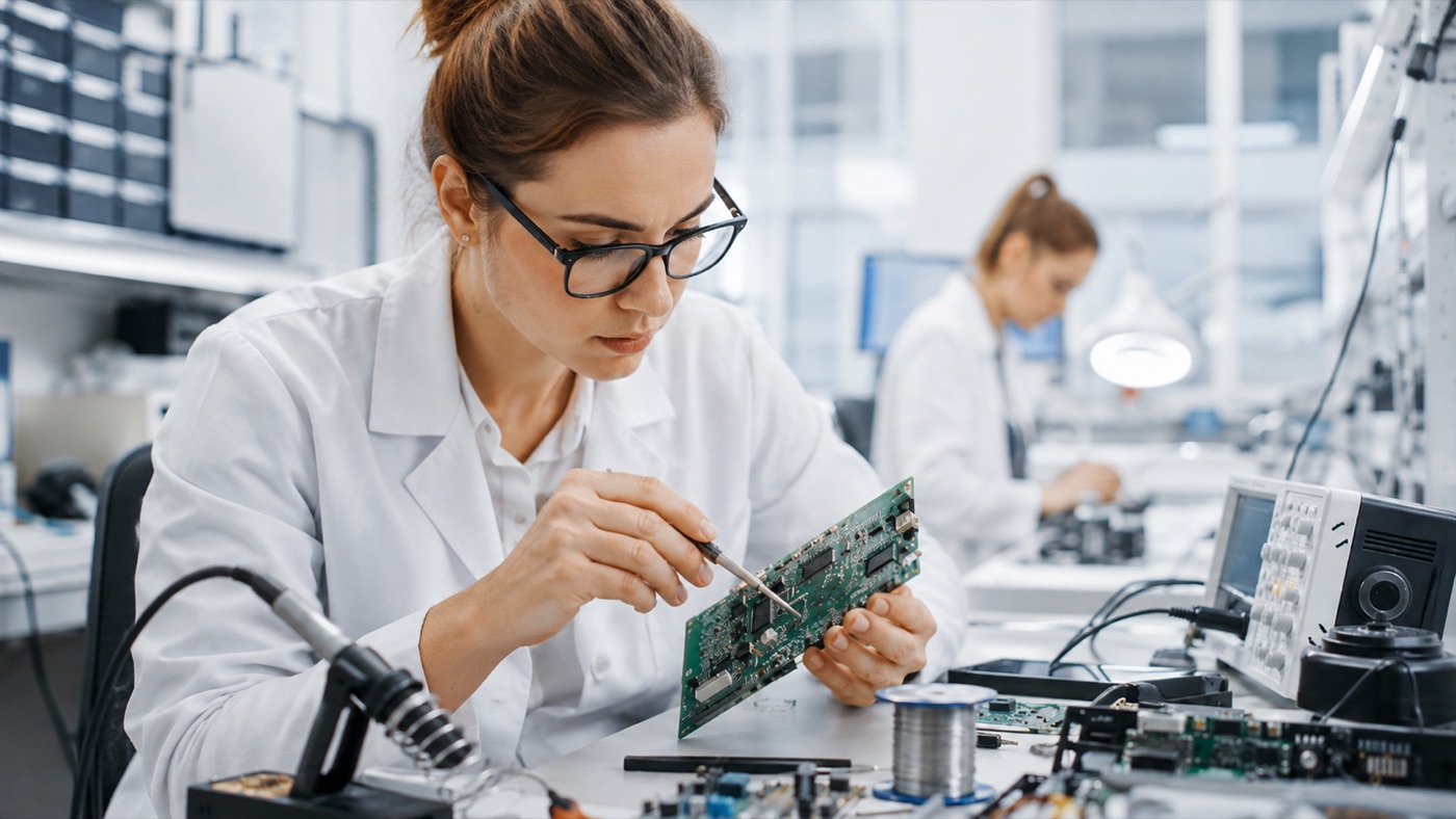 Elektrikář pracující na elektrickém rozvaděči