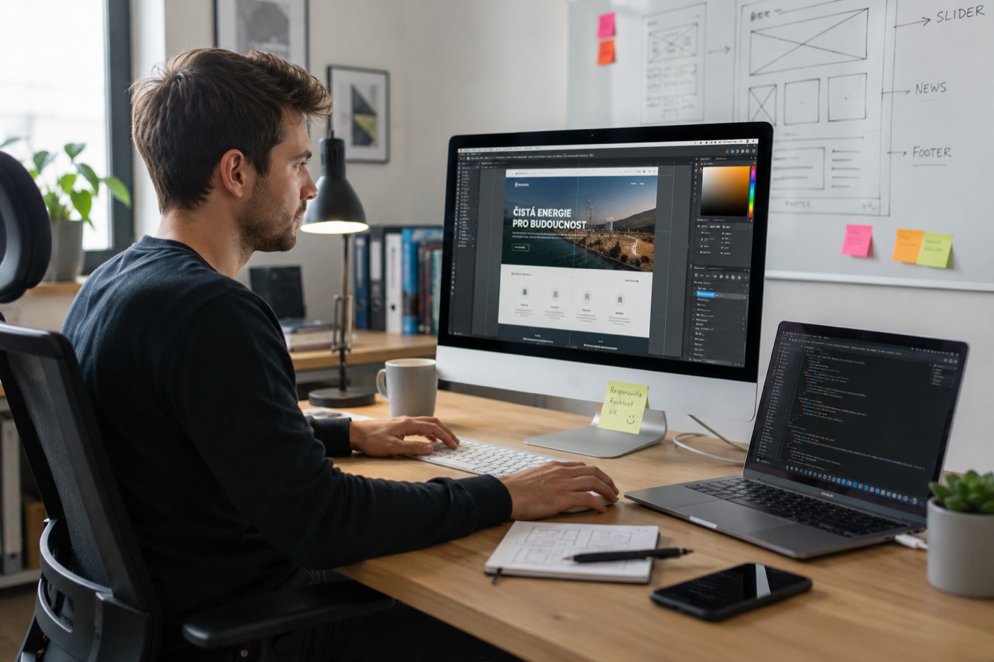 Grafický designér u monitoru